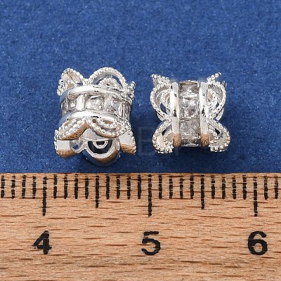 Brass Pave Clear Cubic Zirconia Beads KK-L272-06S-1