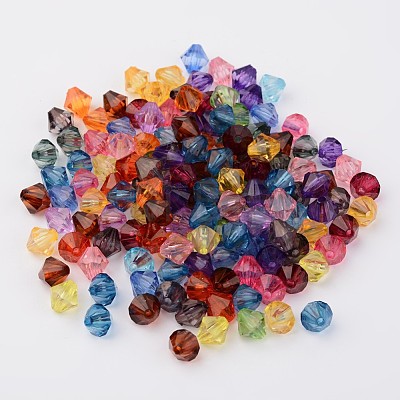 Faceted Bicone Transparent Acrylic Beads DBB14MM-1