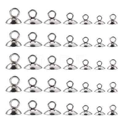 Craftdady 140Pcs 7 Style 304 Stainless Steel Bead Cap Pendant Bails STAS-CD0001-12-1