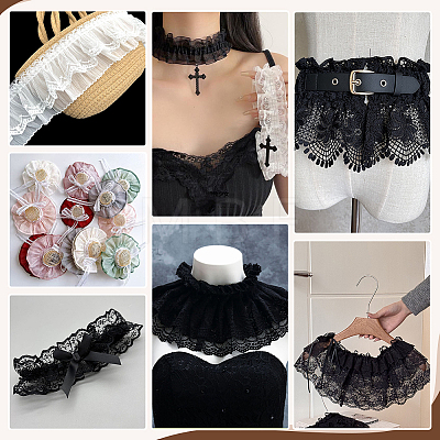 Polyester Flower Lace Ribbon OCOR-WH0105-178B-1