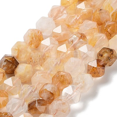 Natural Yellow Hematoid Quartz/Golden Healer Quartz Beads Strands G-G030-A01-02-1