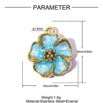 304 Stainless Steel Enamel Pendants STAS-OY015-26G-02-1