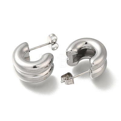 304 Stainless Steel C-Shaped Stud Earrings for Women EJEW-S237-09A-1