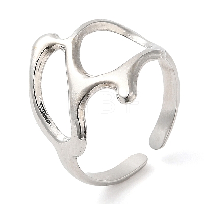 Non-Tarnish 304 Stainless Steel Twist Hollow Open Cuff Ring for Women RJEW-I098-32P-1