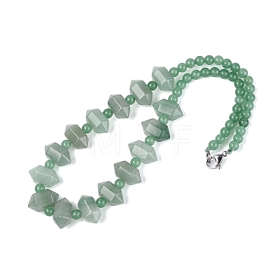Natural Green Aventurine Round & Cone Beaded Necklaces NJEW-N064-03I-1