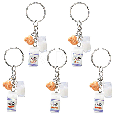 5Pcs Opaque Resin Keychains KEYC-YW00242-02-1