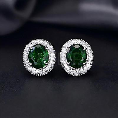 Brass Micro Pave Cubic Zirconia Stud Earrings for Women FF7693-4-1