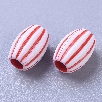 Plastic Striped Beads OPDL-TAC0001-02-1