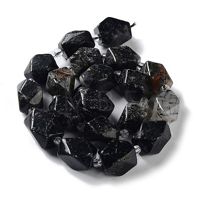 Natural Black Rutilated Quartz Beads Strands G-C182-18-02-1