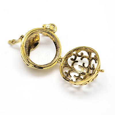 Brass Hollow Round with Wing Cage Pendants X-KK-E644-42AG-NR-1