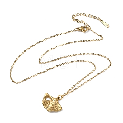 304 Stainless Steel Ginkgo Leaf Pendant Necklaces SA-CBA5A8D-05G-1