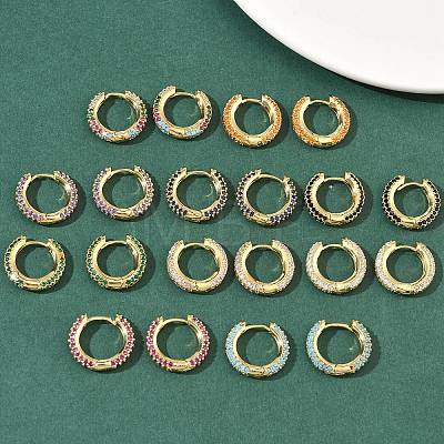 Brass Micro Pave Cubic Zirconia Hoop Earrings EJEW-C181-13G-1