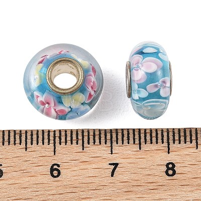 Lampwork & Brass Core European Beads LAMP-P019-01P-10-1