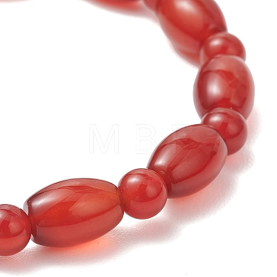 2Pcs 2 Styles  Natural Carnelian Beaded Stretch Bracelets for Couple BJEW-JB13416-03-1
