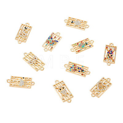 40Pcs 10 Styles Alloy Rhinestone Connector Charms FIND-TA0002-01-1