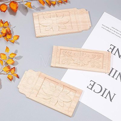 Natural Solid Wood Carved Onlay Applique Craft WOOD-FH0001-10-1