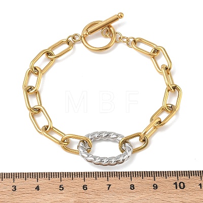 Two Tone 304 Stainless Steel Link Bracelets BJEW-P396-01E-A-1
