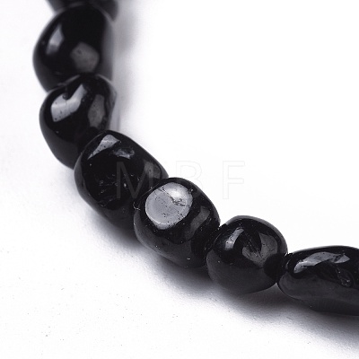 Natural Black Tourmaline Bead Stretch Bracelets BJEW-K213-36-1