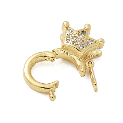 Brass Micro Pave Clear Cubic Zirconia Twister Clasps KK-P293-02-G-1