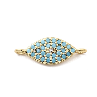 Brass Micro Pave Sky Blue and Clear Cubic Zirconia Connector Charms KK-H529-05A-G-1