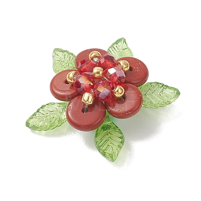 Natural Red Jasper & Glass Pendants PALLOY-MZ01192-03-1