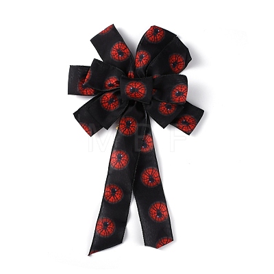Spider Pattern Ployester Bowknot Display Decoration AJEW-WH0285-53-1
