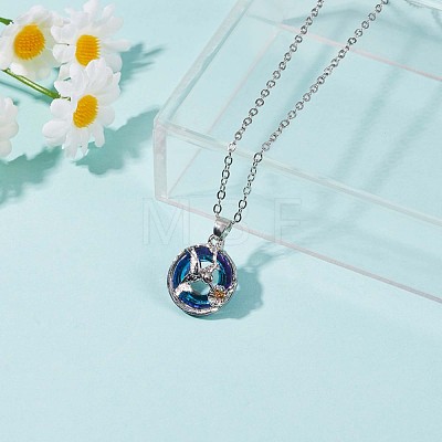 Bird and Flower Alloy Pendant Necklace with Rhinestone JN1016A-1