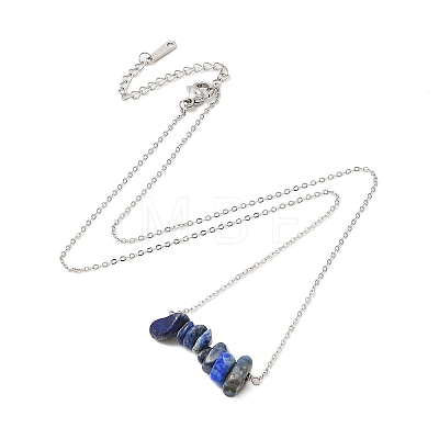 Natural Lapis Lazuli Chip Pendant Necklaces NJEW-JN05097-02-1