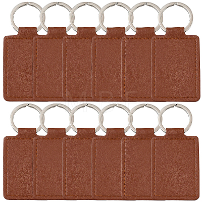 CutHollow 12Pcs Rectangle Imitation Leather Pendant Keychain KEYC-CL0001-11C-1