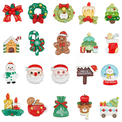 80Pcs 20 Styles Christmas Opaque Resin Cabochons RESI-SC0005-60-1