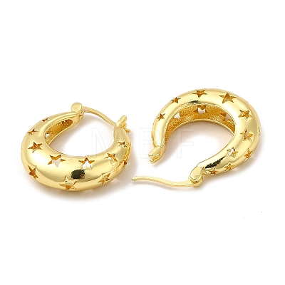 Rack Plating Brass Star Hoop Earrings for Women EJEW-G342-12G-1