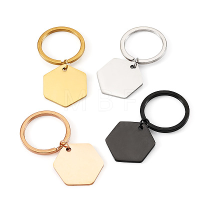 4Pcs 4 Styles Stainless Steel Keychains KEYC-TA0004-81B-1