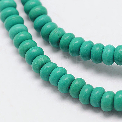 Dyed Synthetical Turquoise Rondelle Bead Strand G-P083-6mm-84J-1
