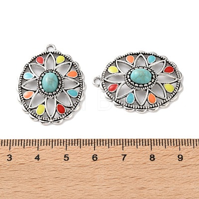 Bohemia Tibetan Style Alloy & Enamel & Synthetic Turquoise Pendants FIND-T074-05AS-1