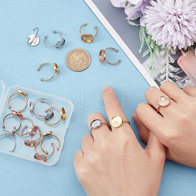 Unicraftale 18Pcs 6 Style 304 Stainless Steel Open Cuff Ring Findings STAS-UN0042-76-1