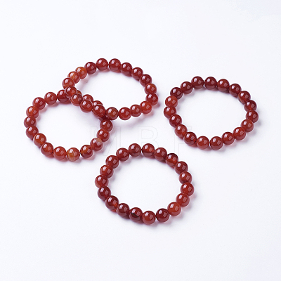 Natural Striped Agate/Banded Agate Beaded Stretch Bracelets BJEW-I254-10mm-05-1