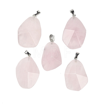 Natural Rose Quartz Pendants G-C140-06D-1