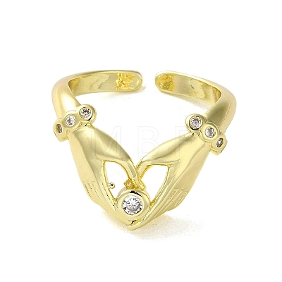 Open Brass with Cubic Zirconia Rings RJEW-B057-19G-1