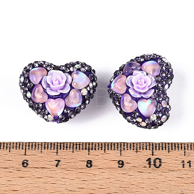 Heart Shape Polymer Clay Pave Rhinestone Beads RB-T018-03A-1