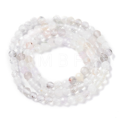 Faceted Round Natural Quartz Crystal Bead Strands G-L411-30-4mm-01-1