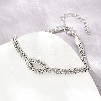 Brass Box Chain Knot 2-Strand Bracelets for Women KK-CBA68DA-17B-P-1