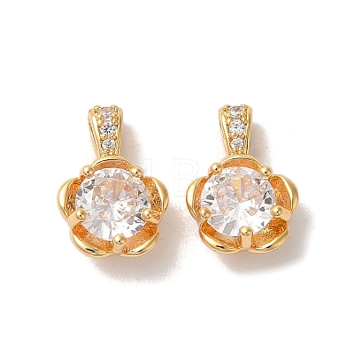 Brass Micro Pave Clear Cubic Zirconia Charms KK-M294-20G-1