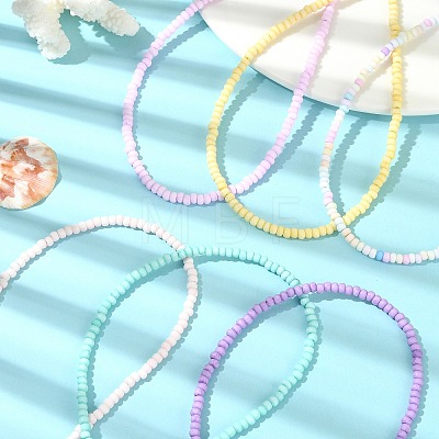 6Pcs 6 Color Glass Seed Beaded Necklaces Set with 304 Stainless Steel Clasps NJEW-JN04380-1
