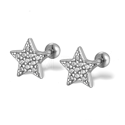 Star Rhodium Plated 925 Sterling Silver Stud Earrings MB4545-2-1