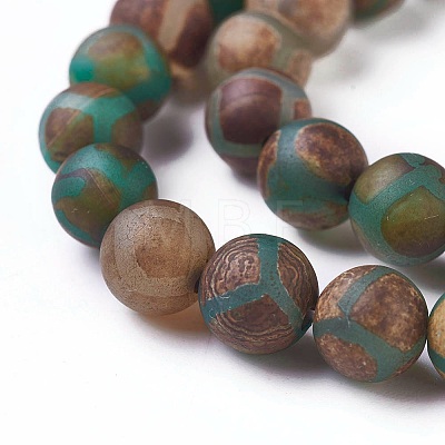 Tibetan Style Turtle Back Pattern dZi Beads Strands X-G-P229-A-04-8mm-1