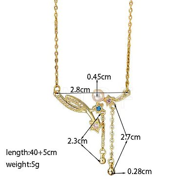 Brass Micro Pave Colorful Cubic Zirconia & Imitation Pearl Star Pendant 304 Stainless Steel Cable Chain Necklaces for Women WGB0BE7-01-1