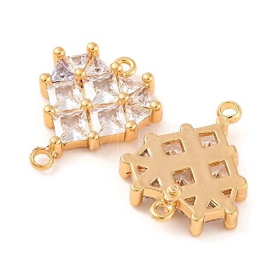 Brass Pave Clear Cubic Zirconia Connector Charms KK-S389-38G-1