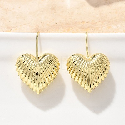 Textured Heart Brass Dangle Earrings EJEW-B132-04G-1