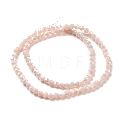 Faceted(32 Facets) Round Full Rainbow Plated Imitation Jade Electroplate Glass Beads Strands EGLA-J130-FR09-1