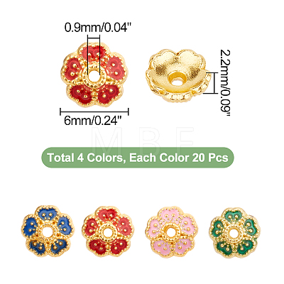 80Pcs 4 Colors Alloy Enamel Bead Caps FIND-DC0001-54-1